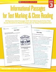 Tapa de Informational Passages for Text Marking & Close Reading : Grade 3