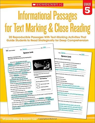 Tapa de Informational Passages for Text Marking & Close Reading : Grade 5
