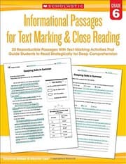 Tapa de Informational Passages for Text Marking & Close Reading : Grade 6