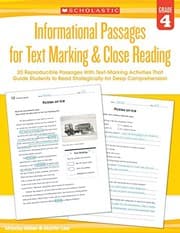 Tapa de Informational Passages for Text Marking & Close Reading : Grade 4