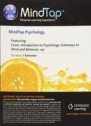 Tapa de MindTap Psychology, 1 term Printed Access Card for Coon/Mitterer's Introduction to Psychology