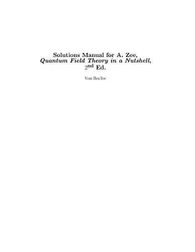 Tapa de Solutions Manual to Quantum Field Theory