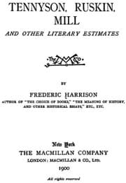 Tapa de Tennyson, Ruskin, Mill and other literary estimates
