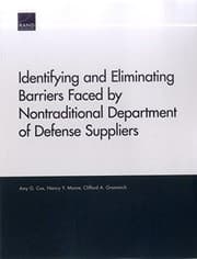 Tapa de Identifying and Eliminating Barriers Faced by Nontraditional Department of Defense Suppliers