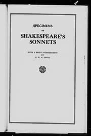 Tapa de Specimens of Shakespeare's Sonnets