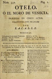 Tapa de Otelo, ó el Moro de Venecia