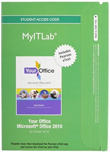 Tapa de myitlab with Pearson eText -- Access Code -- for Your Office Office 2010