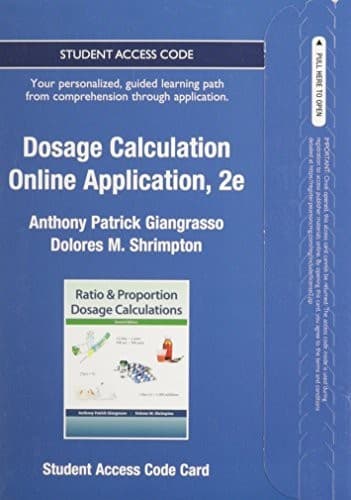Tapa de Dosage Calculation Online Application for Ratio-Proportion Dosage Calculations -- CourseCompass Access Card