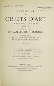 Tapa de Catalogue des objets d'art, tableaux anciens, livres, composant la collection Double