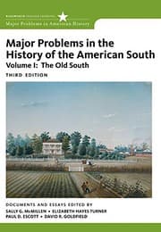 Tapa de Major problems in the history of the American South, vol 1