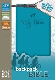 Tapa de NIV, Backpack Zipper Bible, Leathersoft, Turquoise, Red Letter