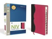 Tapa de NIV Study Bible, Leathersoft, Gray/Pink, Red Letter Edition, Thumb Indexed
