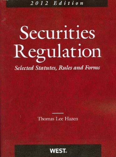 Tapa de Securities Regulation, Selected Statutes, Rules and Forms, 2012