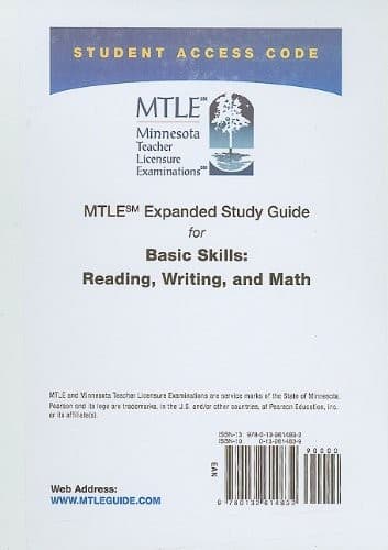 Tapa de MTLE Expanded Study Guide -- Access Card -- for Basic Skills
