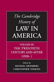 Tapa de The Cambridge History of Law in America