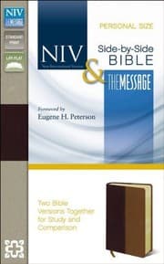 Tapa de NIV, The Message, Side-by-Side Bible, Personal Size, Imitation Leather, Burgundy/Brown