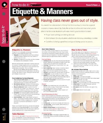 Tapa de Etiquette and Manners