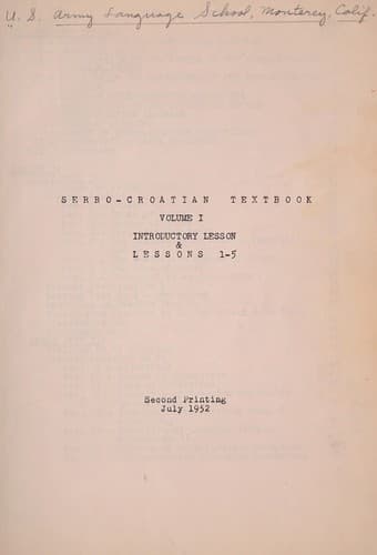 Tapa de Serbo-Croatian textbook
