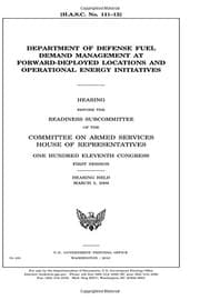 Tapa de Department of Defense fuel demand management at forward-deployed locations and operational energy initiatives