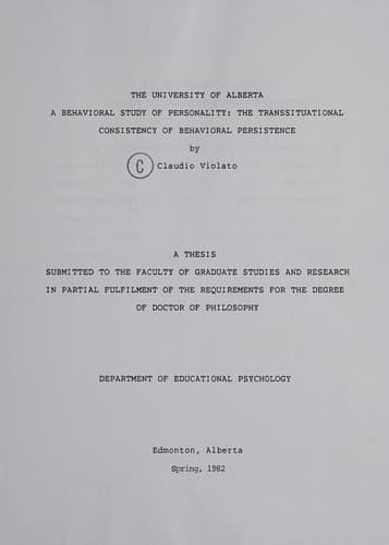 Tapa de A behavioral study of personality