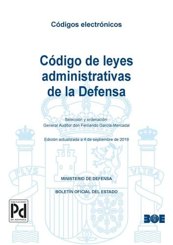 Tapa de Código de leyes administrativas de la defensa