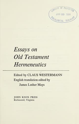 Tapa de Essays on Old Testament hermeneutics