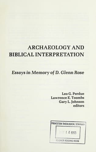Tapa de Archaeology and Biblical interpretation