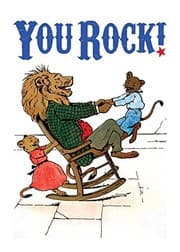 Tapa de Lion in Rocking Chair With His Children. 6 cards, individually bagged with envelopes