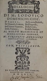 Tapa de Dialoghi di M. Lodovico Domenichi