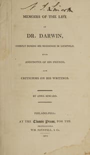Tapa de Memoirs of the life of Dr. Darwin, chiefly during his residence at Lichfield, with anecodotes of his friends, and criticisms on his writings
