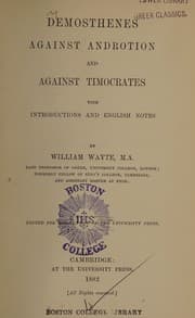 Tapa de Against Androtion and against Timocrates