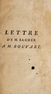Tapa de Lettre de M. Bacher, Docteur-Régent de la Faculté de Médecine de Paris, à M. Bouvart, Docteur-Régent de la même faculté. Ce Ier janvier 1782