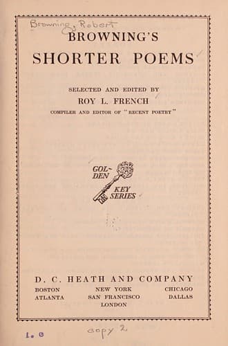 Tapa de Browning's shorter poems