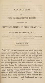 Tapa de Experiments on a few controverted points respecting the physiology of generation
