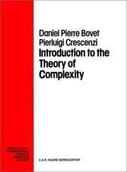 Tapa de Introduction to the theory of complexity