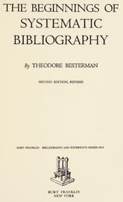 Tapa de The beginnings of systematic bibliography