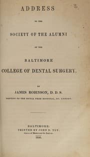 Tapa de Address to the Society of the Alumni of the Baltimore College of Dental Surgery