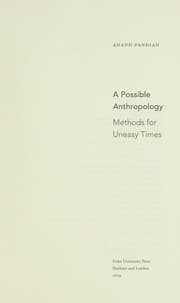 Tapa de A possible anthropology
