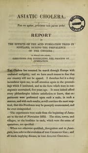Tapa de Asiatic cholera. Report of the effects of the acid fumigation tried in Scotland, during the prevalence of the cholera