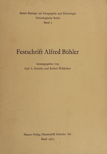 Tapa de Festschrift Alfred Bühler