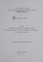 Tapa de The effects of a mathematics laboratory program in grades 7 and 8--an experimental study
