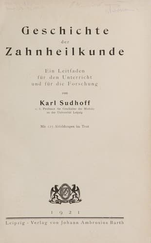 Tapa de Geschichte der Zahnheilkunde