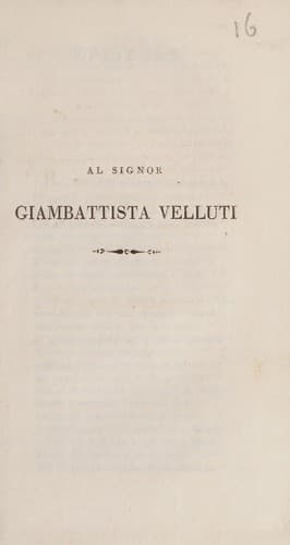 Tapa de Al signor Giambattista Velluti