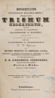 Tapa de Dissertatio inauguralis practico-medica pertractans trismum neonatorum