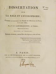 Tapa de Dissertation sur la rage et l'hydrophobie ...