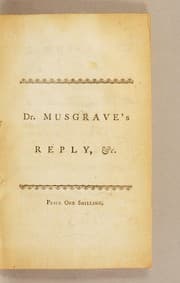 Tapa de Dr. Musgrave's reply to a letter published in the news papers by the Chevalier d'Eon