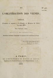 Tapa de De l'oblitération des veines; thèse