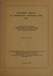 Tapa de Statistical results of cooperative extension work, 1923