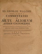 Tapa de Commentatio de arte aliorum animos cognoscendi