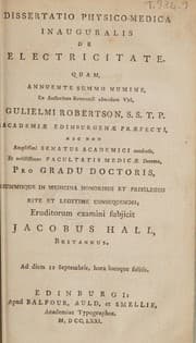 Tapa de Dissertatio physico medica inauguralis de electricitate ...